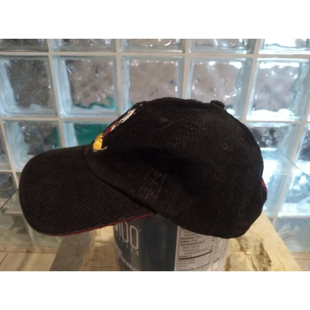 90'S Disney Store Disney Mickey Mouse Cap Black Corduroy Strap Back Hat